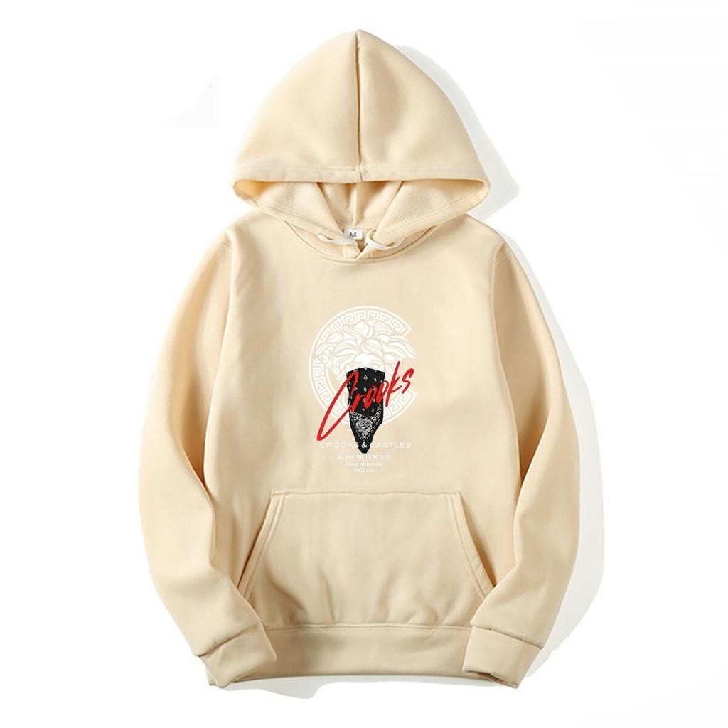 Crooks Castles men's fleece hooded sweatshirt Harajuku casual top street retro long sleeved hooded warm sportswear fashionable