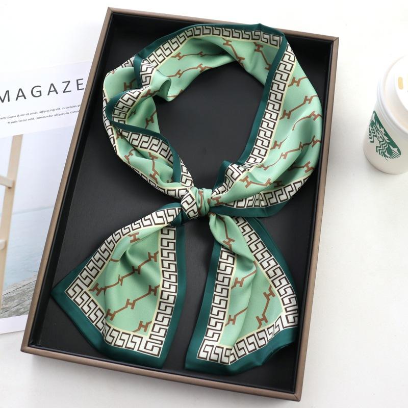 Hair Print Summer Long Silk Feeling Scarf For Women Fashion Neck Tie Hand Bag Foulard Wrist Luxury Kerchief Shawl Wraps Hajib