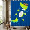Cute Puppy Panda Crocodile Pattern Shower Curtain Bathroom Home Decoration Free Hook Polyester Fabric Single-Sided Printing