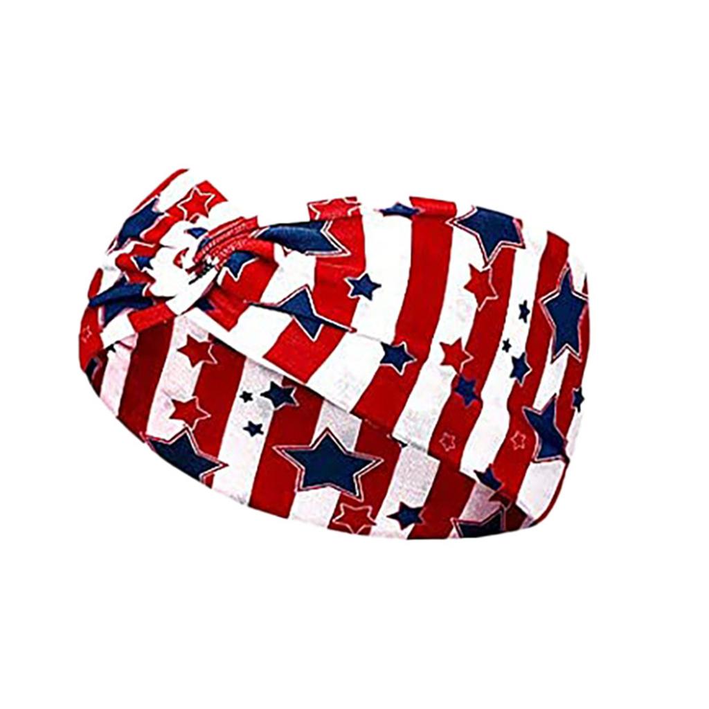 Retro Star Stripe Twisted Sweat Absorbing Yoga Running Headband for Sports and Party Decoration Unisex Stretchy Hair Band