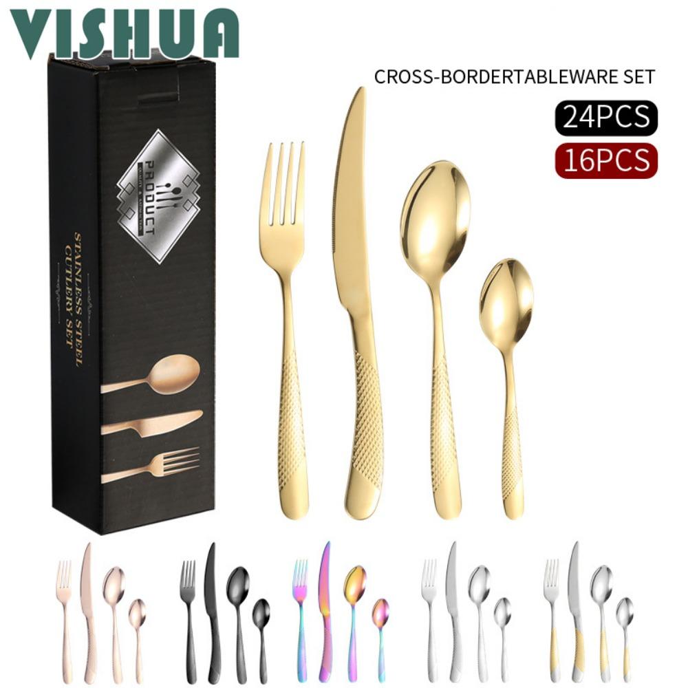 

Star Diamond, сталь из нержавеющей стали и вилка, ложка для сбора западной еды, 4 компонента, 16 предметов из 24 предметов, набор посуды