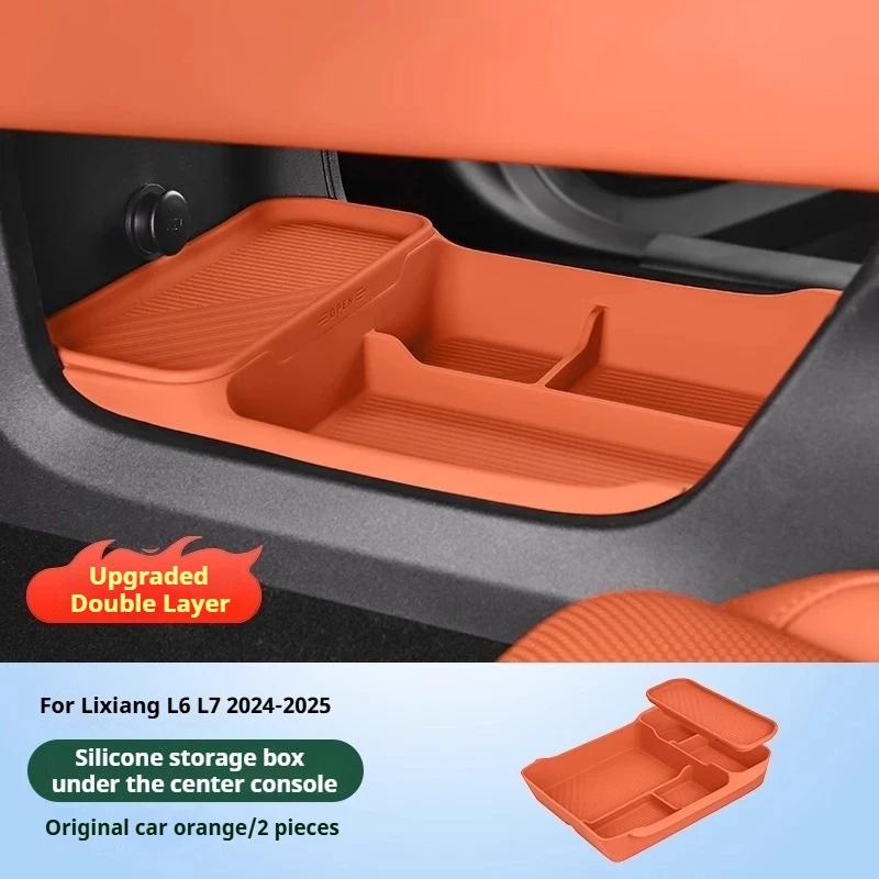 For Li Lixiang L6 L7 L8 L9 Car Under Center Control Silicone Double Layer Storage Box Lower Center Control Storage Interior
