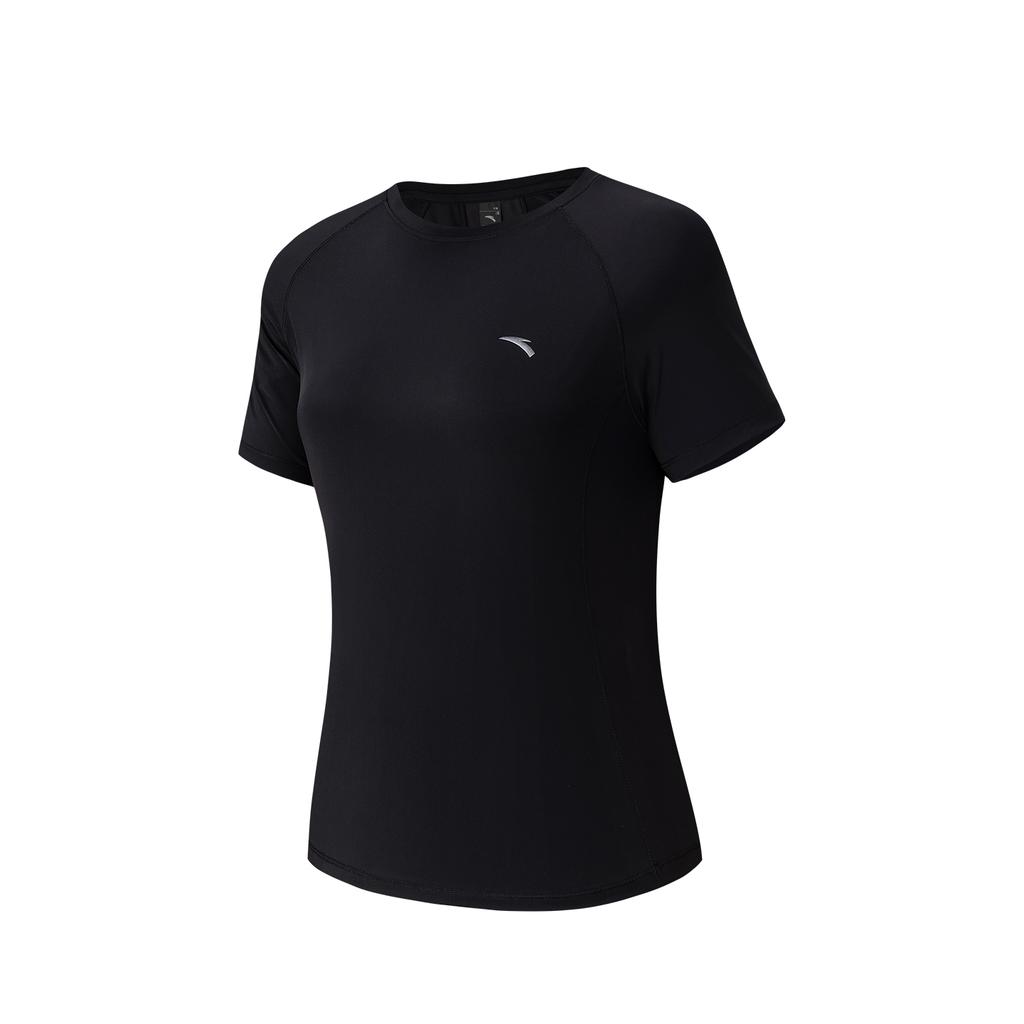 Anta Short Sleeve Knitted Sports T-Shirt Women tops Black 962627111-5