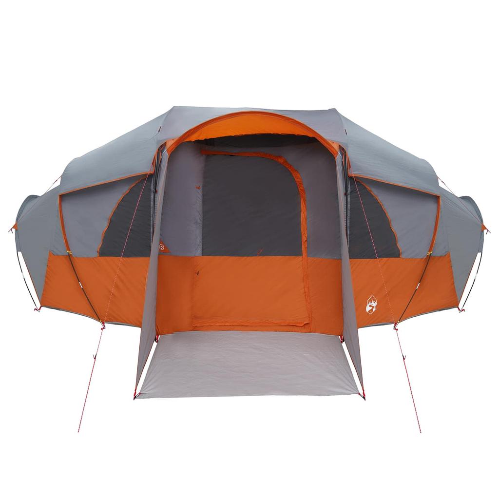 Family Tunnel Tent with Rain Fly Waterproof Gray and Orange