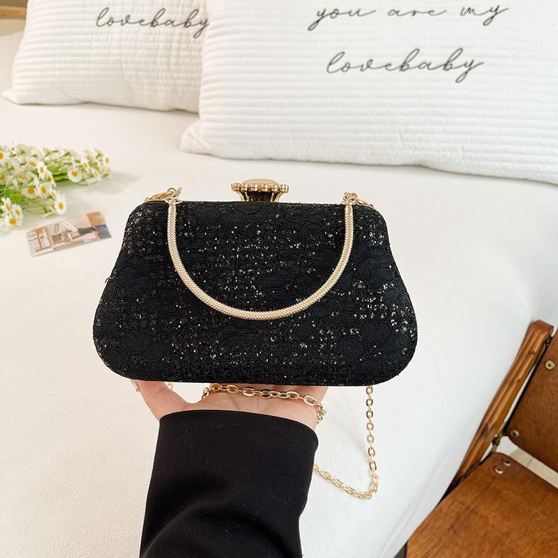 Lady Chain Crossbody Shoulder Bags Flower Rhinestone Decor Shining Banquet Clutch Bag Party Wedding Women Handbags Evening Bag