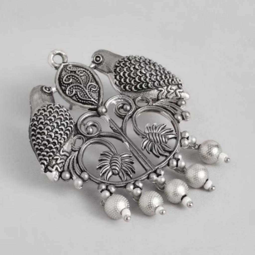 Oksidert Sølvpolerte Øredobber, Sølv Perlesmykker, Håndlagde Øredobber, Moteøredobber for Kvinner