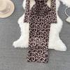Sexy Tie-dye Printed V-Neck Long Sleeve Dress Women Chic Elegant Patchwork Vintage Midi Dresses Female Korean Fashion Casual One Piece Dress 2024