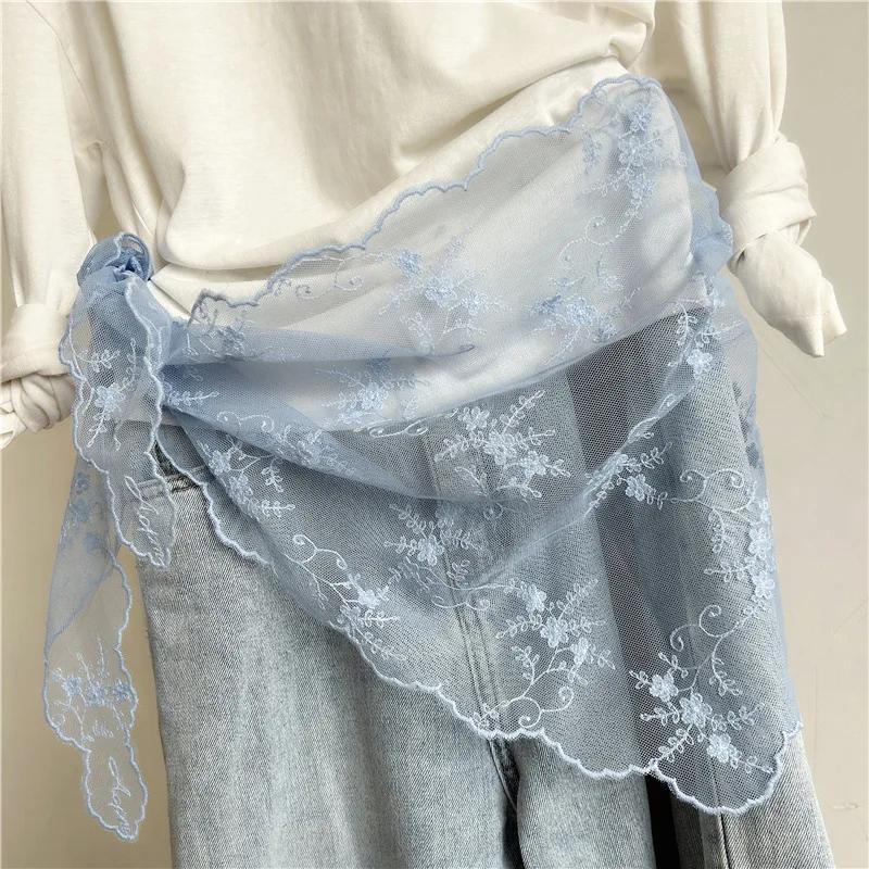 New Women's Lace Belt Triangle Scarf Hem Skirt Waist Seal Waist Versatile Silk Decorative Pants Fashion Trend