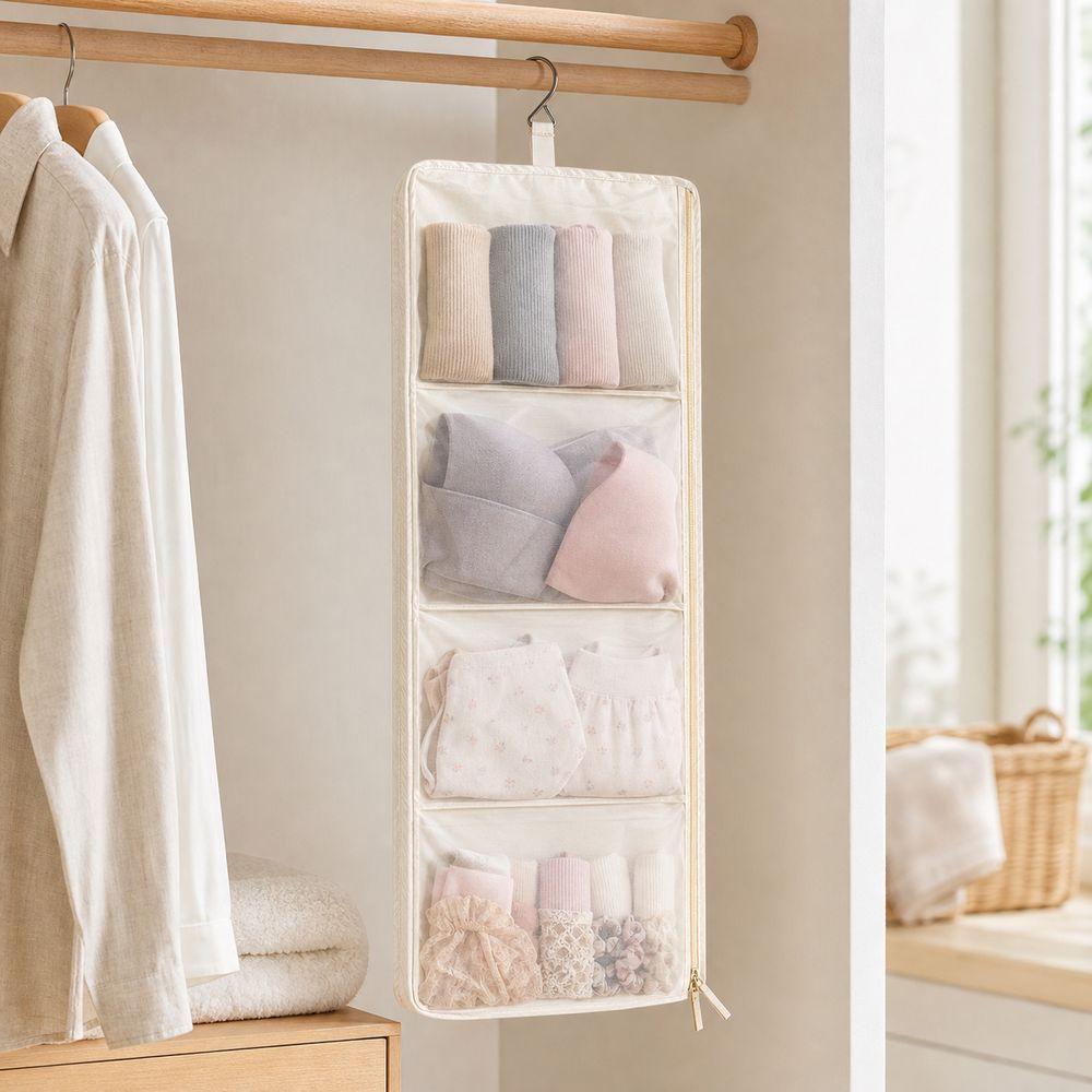 Breathable Underwear Storage Bag Foldable Closet Organizer Bag Hanging Storage Bag Closet Storage