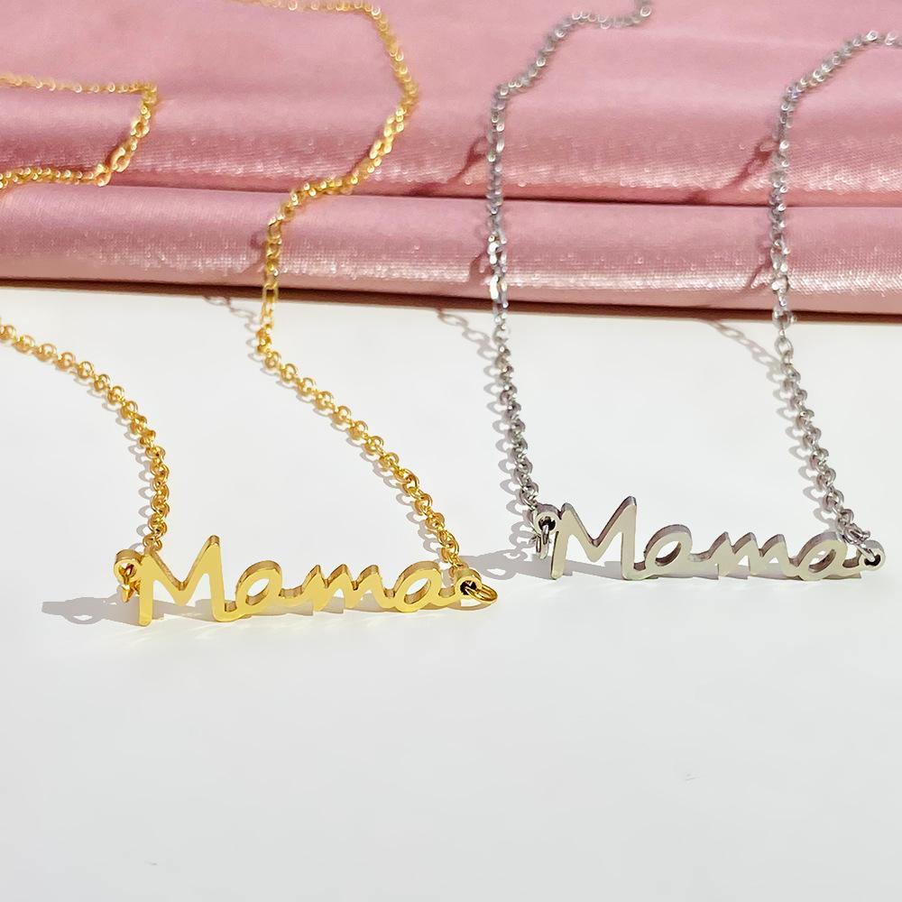 New product factory direct sales Mama mother stainless steel letter necklace Mother's Day jewelry women's wholesale