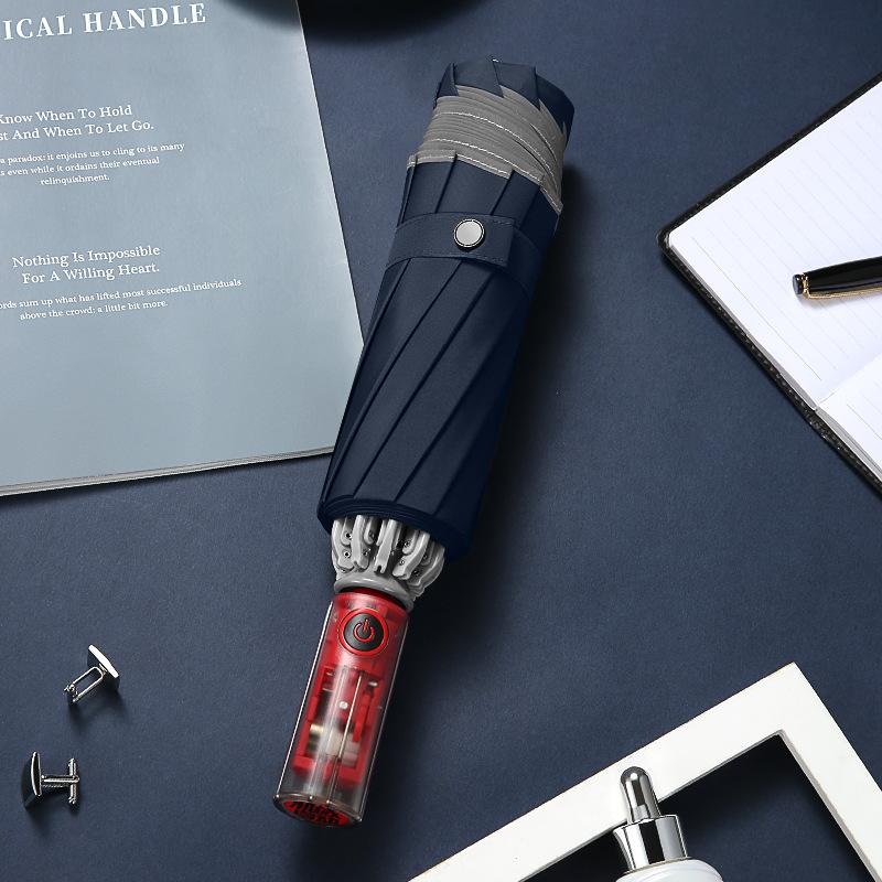 Tri-fold 10-bone Fully Mechanical Reverse Male Folding Umbrella Safety Anti-rebound Explosion-proof Reinforcement Wind-resistant Large