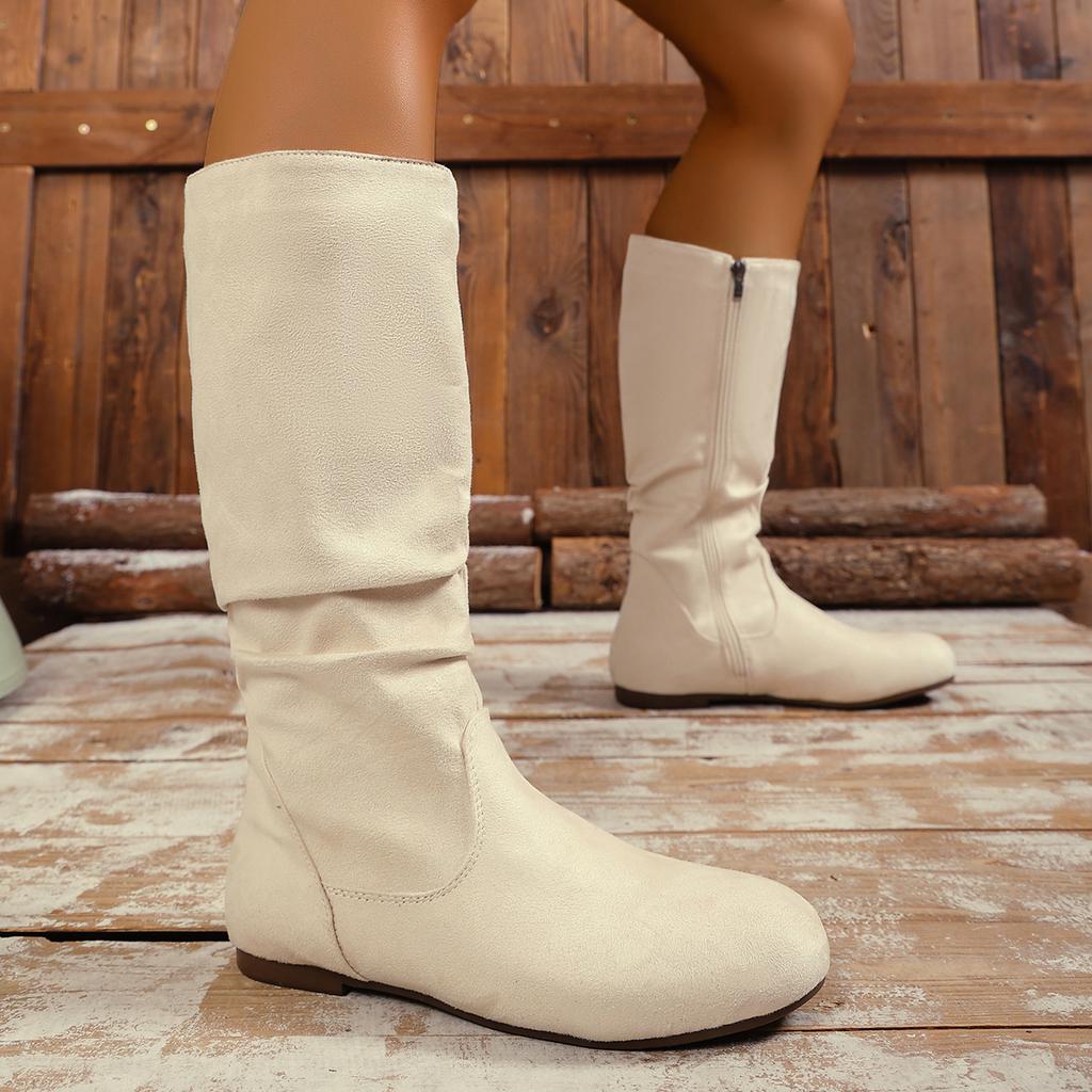 Damenschuhe Lange Stiefel Herbst Winter Schuhe Lässig Niedrige Absätze Bequem Elegant Rosa Designer Übergröße Ballerinas Neuankömmling