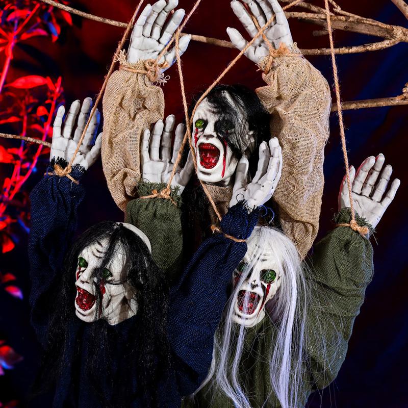 Halloween Plastica Casa Giardino Fantasma Artificiale Disporre Oggetti di Scena Teschio Simulato Ciondoli Garza Articoli per le Feste 5 Stili