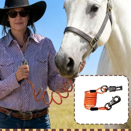 Koňské bungee vodítko nastavitelné výkonnostní vodítko pro koně prodlužovač náraz pohlcující vinuté vodítko pro kempování vyjížďky v terénu péči