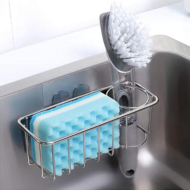 Punch-Free Drain Rack Dishwashing Sponge Sink Shelf Faucet Holder Stainless Soap Storage Holder Accessories Kitchen Organizer