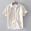 Men's Short Sleeve Breathable White Linen Shirt