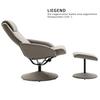 Recliner with Footstool, 360 Degrees Swivel TV Chair with Reclining Function, TV Chair, Faux Leather, Reading Chair for Living Room, Bedroom, Grey