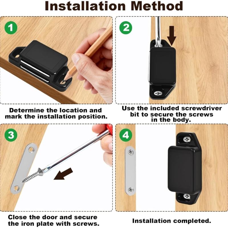 8Pcs Magnetic Door Catches Latches Cabinet Wardrobe Door Closer Furniture Door Lock Buckles For Cabinet Drawer Sliding Door