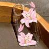 Ins Pink Lily Pattern Transparent Phone Case for iPhone 17 Air pro16  14 13 15 Pro Max 11 12 Pro Mini 7 8 Plus  Shockproof Cover