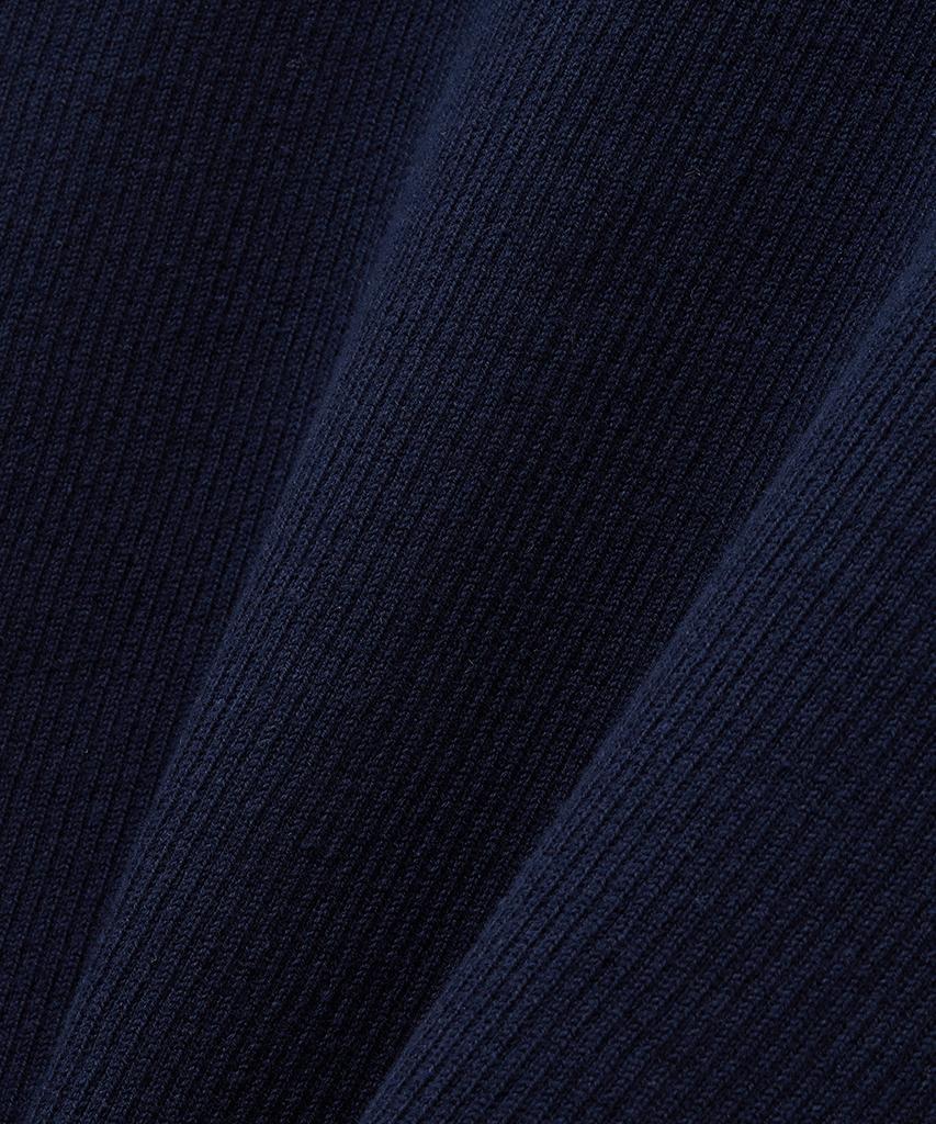NOIRER Ribbed Zip-Up Half Knit (Navy)