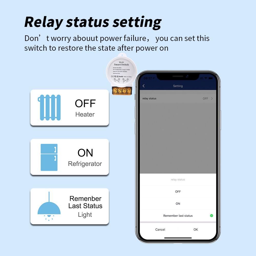 High Power 30A WiFi Smart Switch with Metering, 90-250V, Tuya APP Remote Control