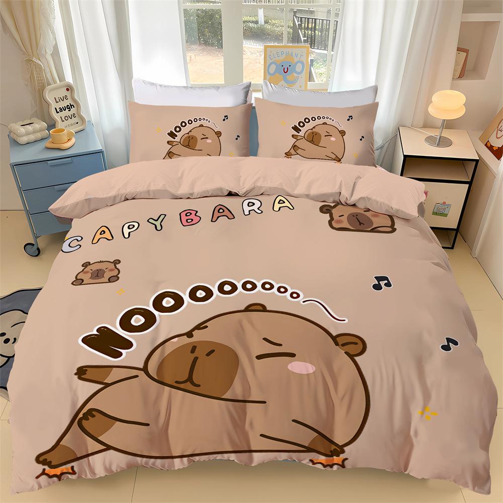 3D Süßes Capybara Motiv Bettwäsche Set Capybara Bettbezug Kissenbezüge Erwachsene und Kinder Bettdeckenbezug Einzel Doppel Groß