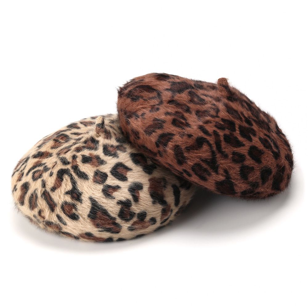 Fashion Winter Warm Beanie Hat Leopard Print Hat Beret French Hat Berets for Women