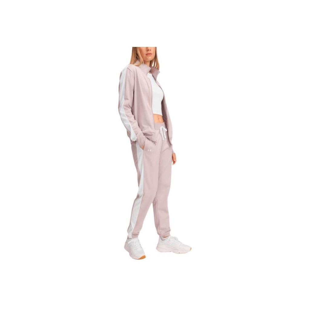 Under Armour Minimalist Brand Logo Comfortable Breathable Cardigan Top Knitted Long Pants Casual Set Women Sets Gray Pink 1365147-009