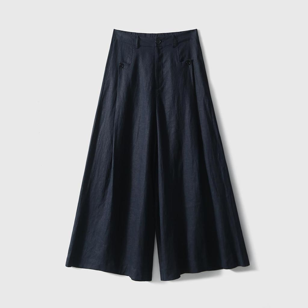 Women's Spring Summer Loose Linen Wide-Leg Pants - Slimming, Breathable, Casual Style