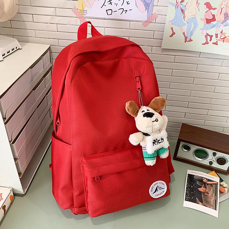 

Minimalist Student Laptop Backpack With Polyester Lining And Letter Pattern For Casual Travel красный