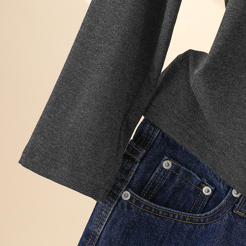 Women's Long Sleeve Slimming Cotton Base Layer Top - Spring/Autumn Fashionable Versatile Round Neck T-shirt, 2025 New Arrival