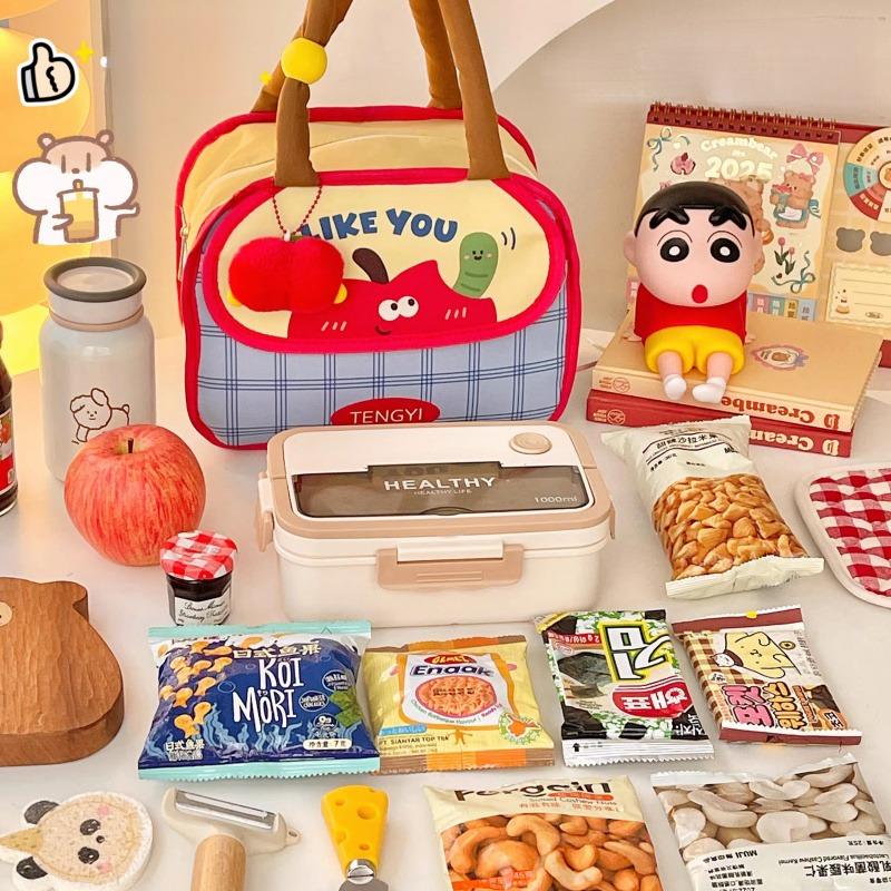 Cute Lunch Box Bag For Woman Office Kids School Portable Insulating Thermal Lunch Box Bag Large Bento Pouch Food Storage Bag