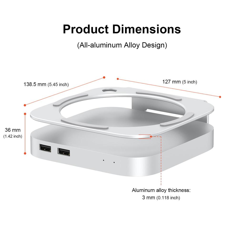 Qwiizlab 40Gbps Mac Mini Pro Stand Hub with USB4 NVMe SSD Enclosure Host 3 Audio PCIe Support Up To 8TB Thunderbolt Support M4/M4 USB-C USB-A 2.0