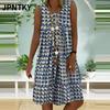 JPNTKY Moda Estiva Primavera Colore Unico Stampa Senza Maniche Girocollo Abiti Casual