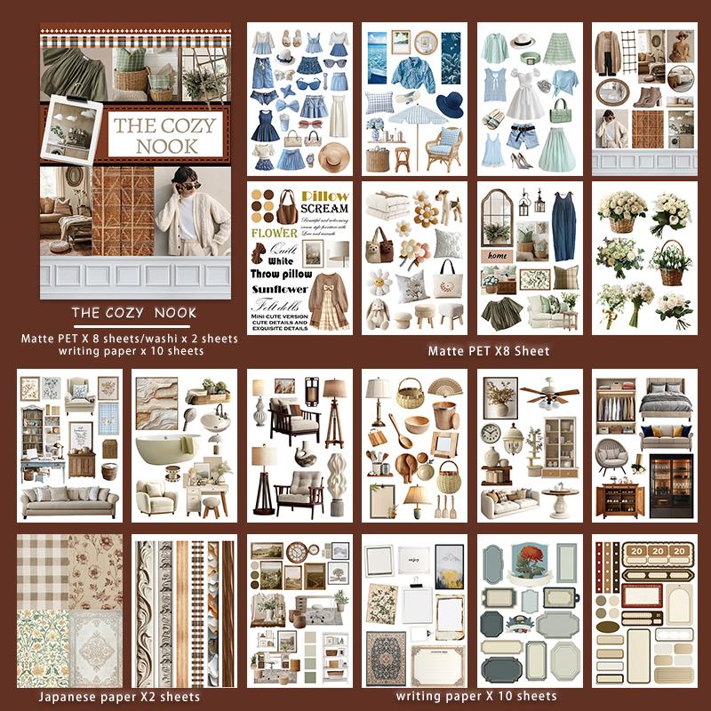 JIANWU 20 Sheets/book Vintage Flower Label Home Landscape Material Collage Sticker Book Creative DIY Journal Stationery