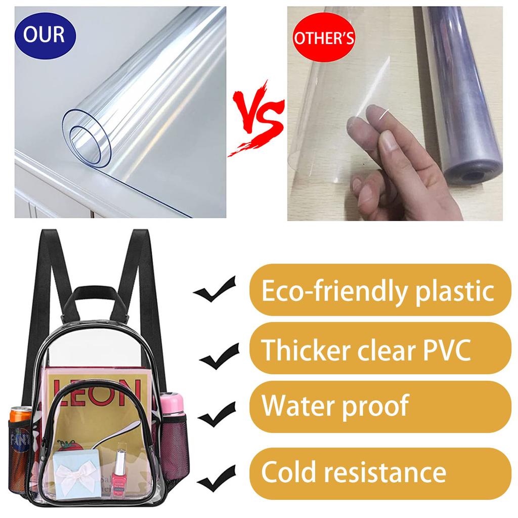 PVC Transparenter Rucksack Strapazierfähiger Durchsichtiger Kleiner Rucksack Tragbare Leichte Mini Niedliche Durchsichtige Tasche für Arbeit Outdoor-Sport