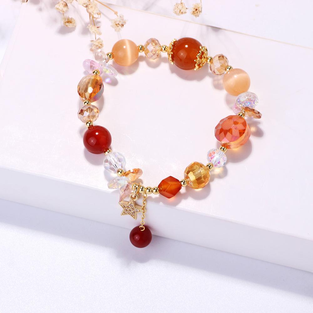 Korean Fashion Lavender Romantic Amethyst Bracelet Women Sparkling Pentagram Zircon Pendant Bracelet Bracelet Jewelry
