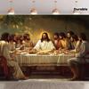 2D Flat Design, 1-piece Hanging Banner Featuring the Last Supper Scene of Jesus and His Disciples, Suitable for Home Use