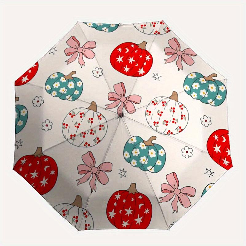 

1pc Pumpkin Pattern Automatic Umbrella - 8-Rib Foldable Design, Outdoor Adventures, and Family Celebrations yy250829026