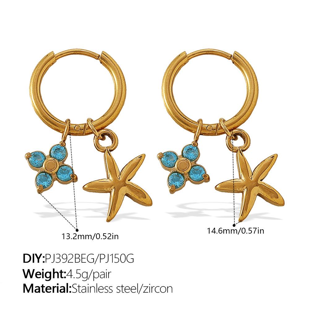 Fashion Multi-Element Diy Earrings Stainless Steel Gold-Plated Light Luxury High-End Earrings Jewelry Women