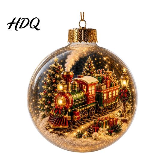 Religious Christmas Souvenir Glowing Ball Ornaments Mini Holiday Scene Light-Up Hanging Clear Holy Season Spiritual Gift Acrylic Decoration with Warm