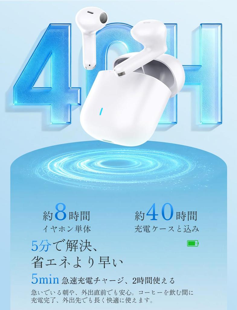 Wireless Bluetooth Earbuds New with Bluetooth Fast Up To 40 Hours of ENC Noise Automatic Touch Lightweight and Compatible with iPhone and Web and