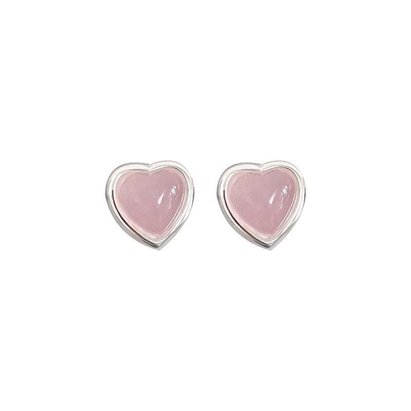 All-body Korean Ins Blogger Pink Blue Peach Heart Heart Earrings for Women Candy Color Heart Shape Earrings