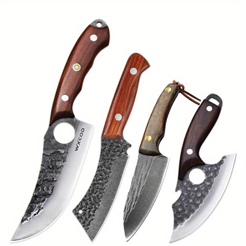 

4 шт. Кованый вручную нож для костей, Профессиональный нож шеф-повара, Многоцелевой кухонный нож, Нержавеющая сталь, Мясной тесак, Нож мясника 4PCS