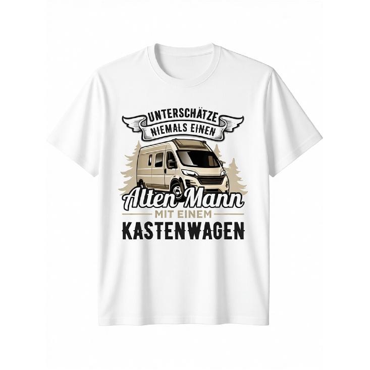 Plus Size Men'S Vintage Camper Van T-Shirt - Retro Road Trip Tee with 'Never Seen an Old for in a Box Van' Slogan Print, Casual Round Neck Short