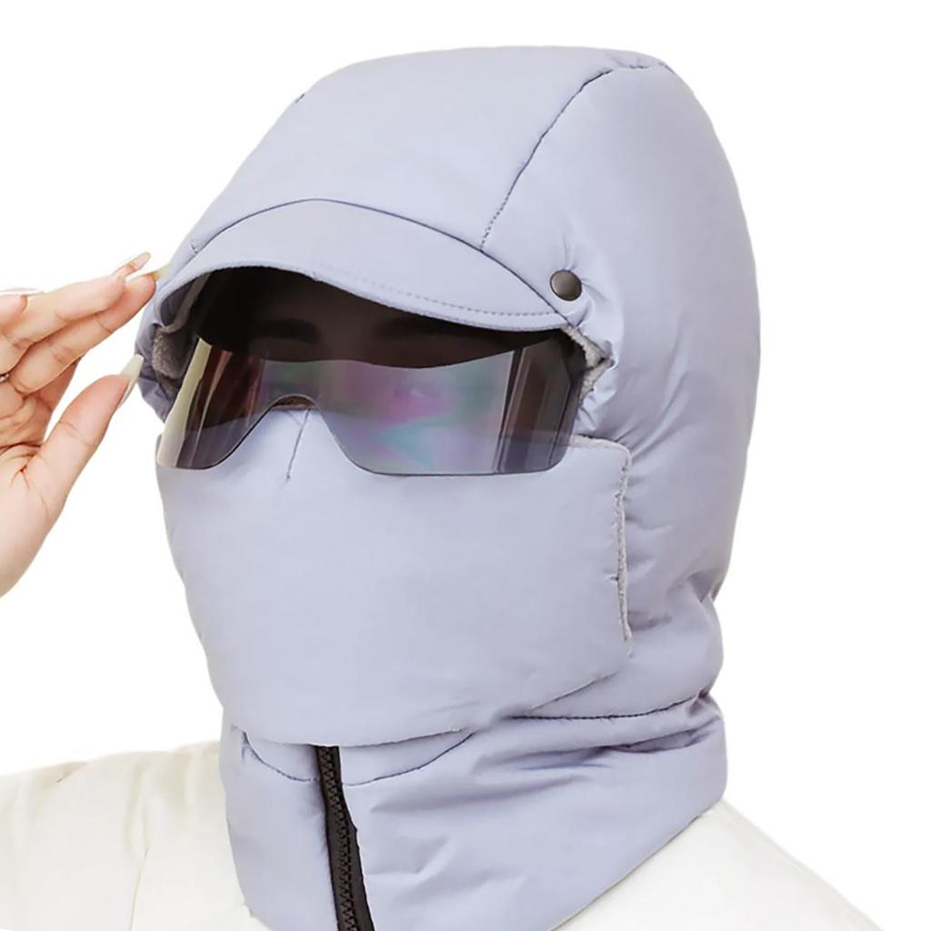 Full Coverage Ski Mask With Goggles Windproof Full Face Covers Lined Thicken Trapper Hat For Skiing Snowboarding Cycling