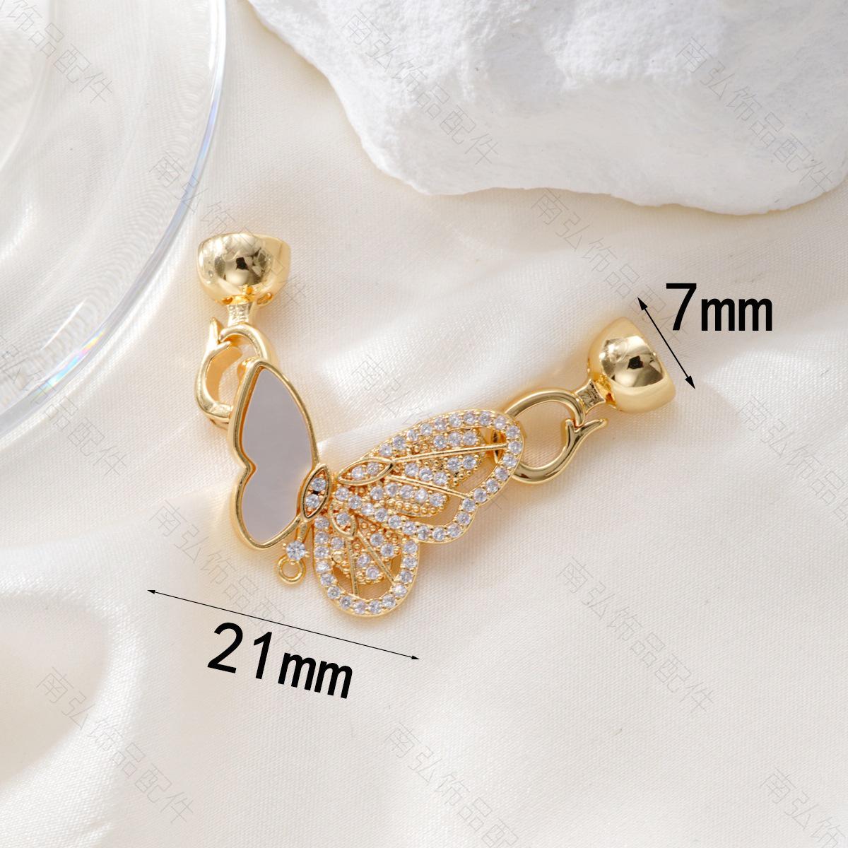 

18k Gold-Plated Pearl Necklace Clasp with Zircon Butterfly Figure-Eight Design for DIY Jewelry