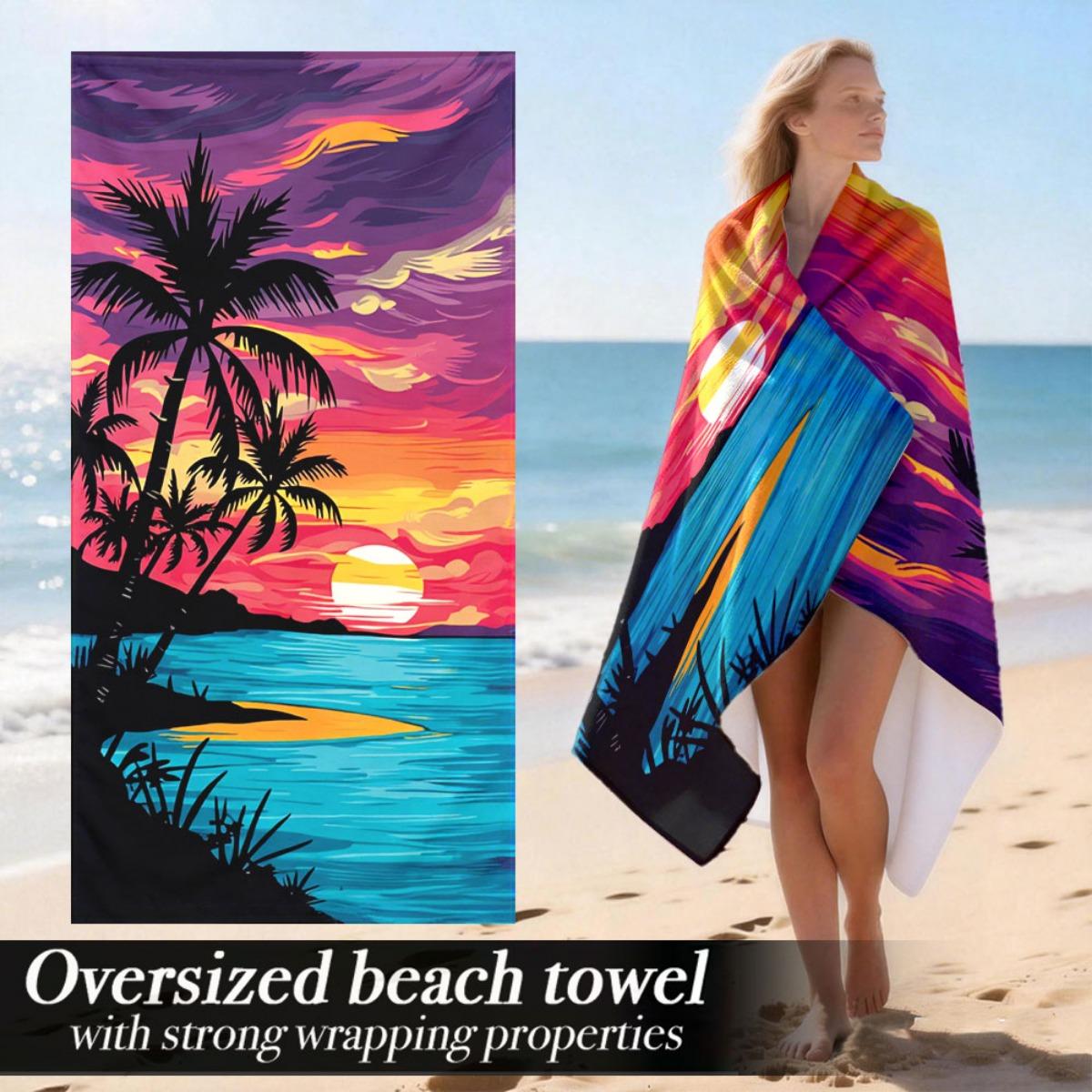 

Tropical Sunset Oversized Beach Towel – Vibrant Art Design, Lightweight & Plush, Perfect for Pool & Yoga Use 90x180cm W30*H60(CM)