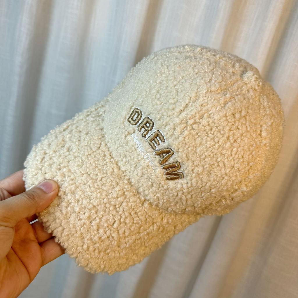 Autumn and Winter New Style Lamb Wool Embroidered Letter Baseball Hat for Women Outdoor Cold Proof and Warm Fashion Versatile Peaked Cap