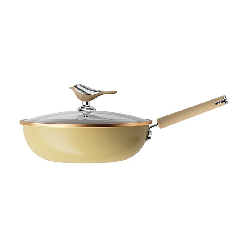 Huoxiang Enamel Wok with Floral Design